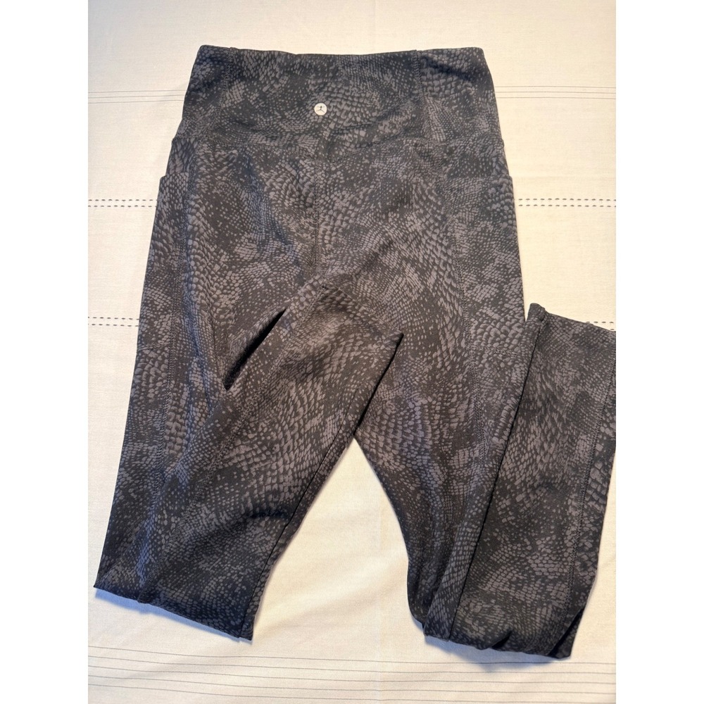 Danskin Womens Grey Snakeskin High Waisted Athletic Leggings with Pockets S - Picture 2 of 6